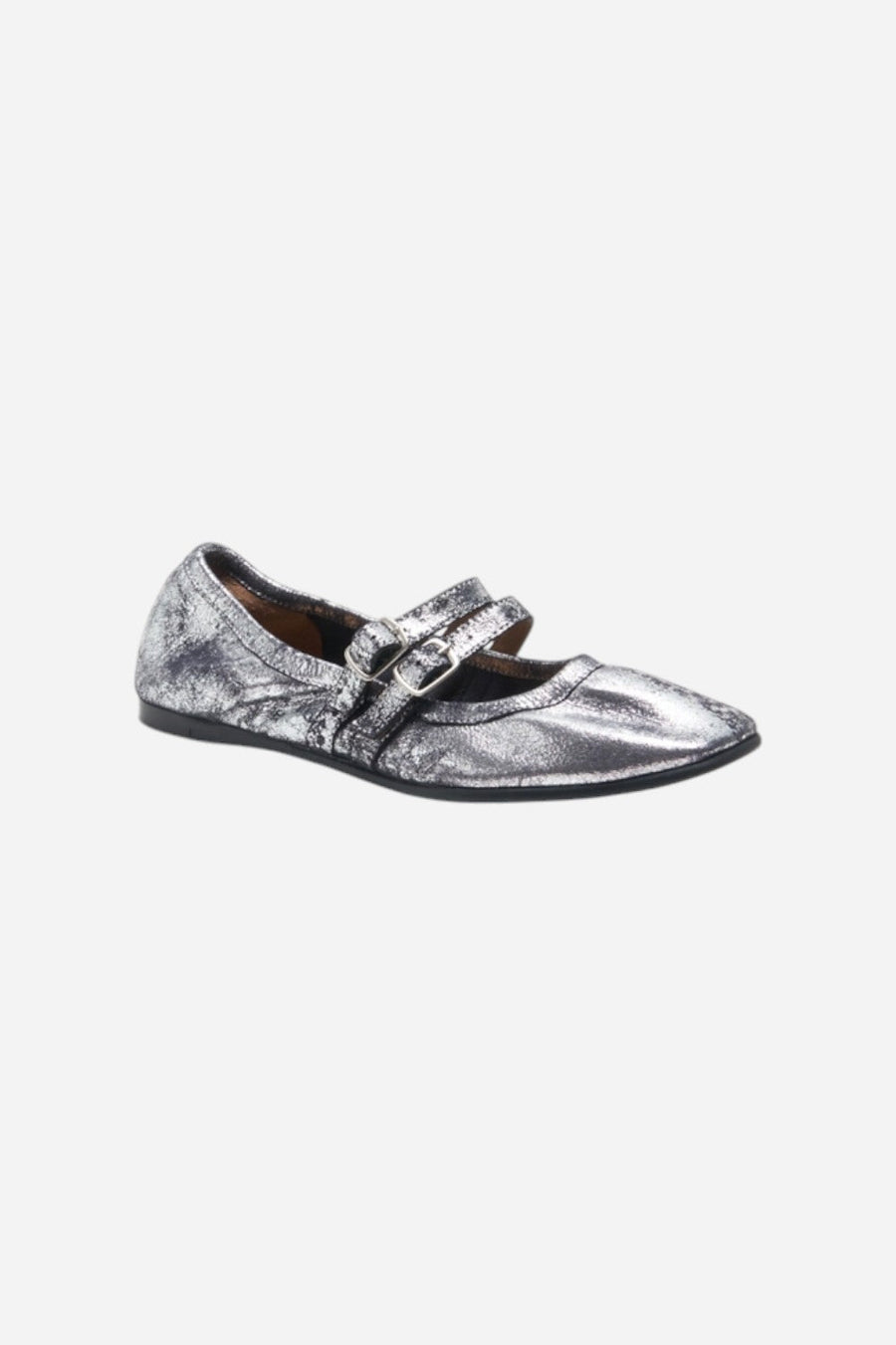 Free People Shoes Gemini Ballet Flat in Silver Distressed – front view