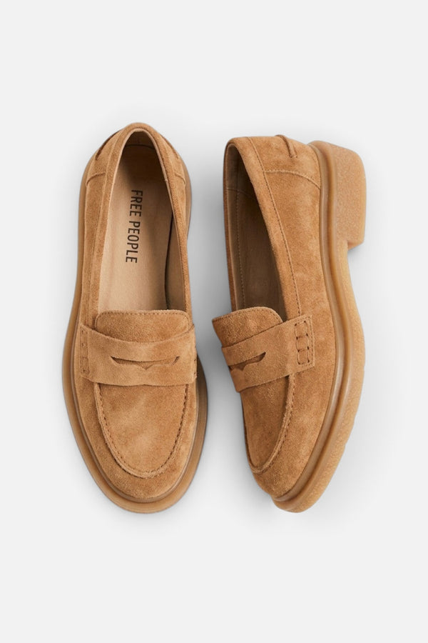 Free People Shoes Lana Loafer in Toffee Suede