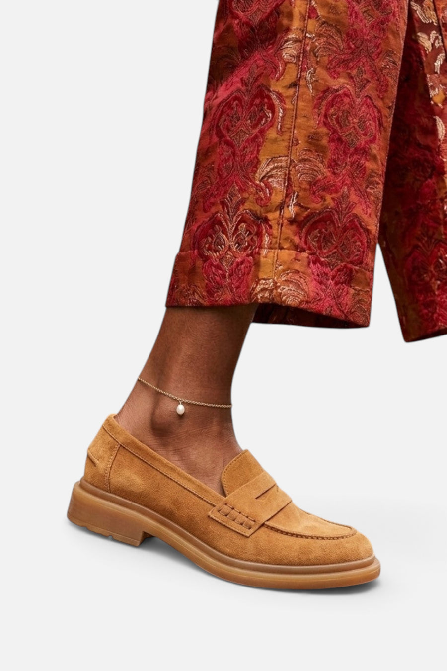 Free People Shoes Lana Loafer in Toffee Suede – side view
