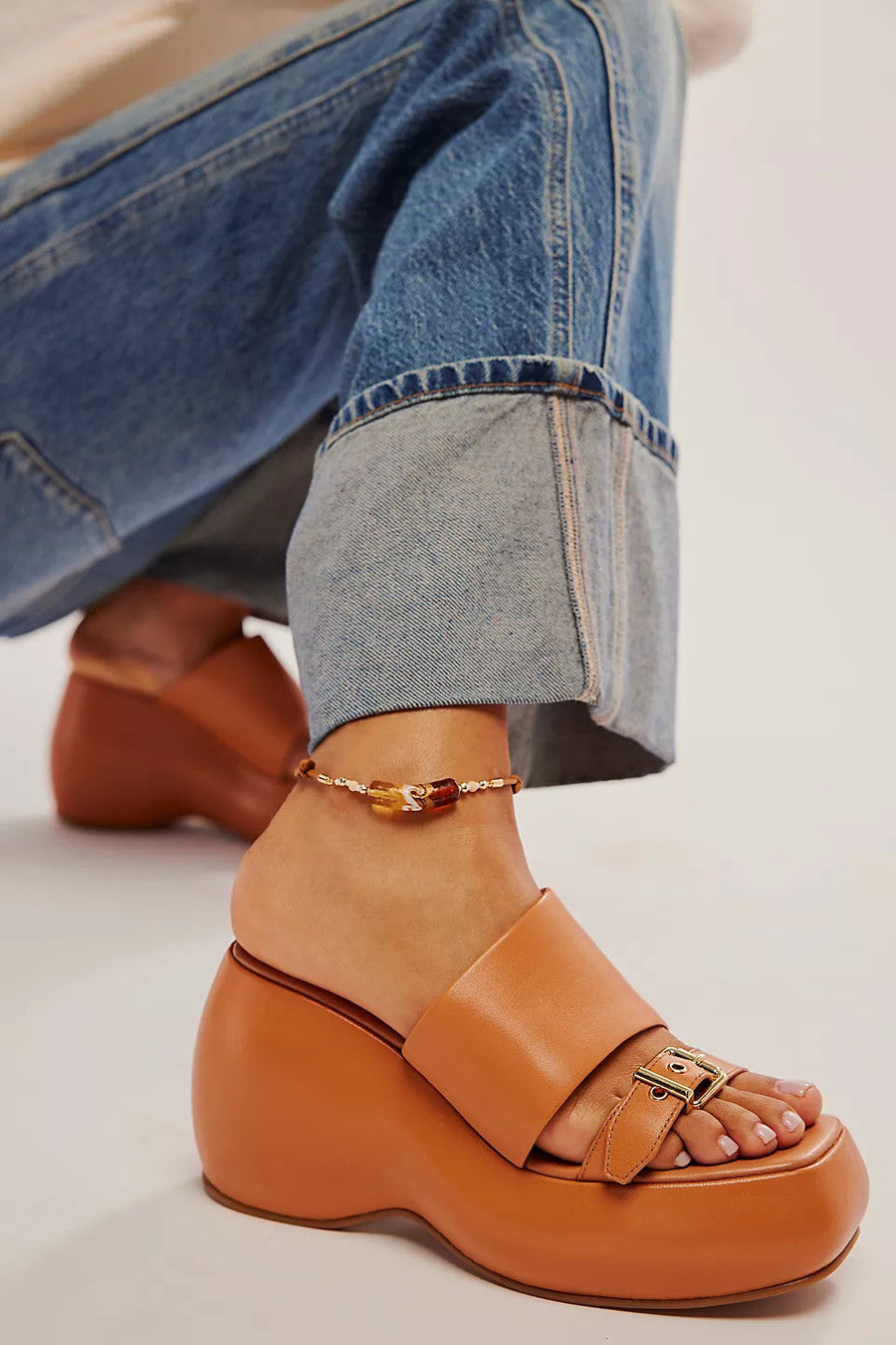 Free People Shoes Mila Minimal Wedges in Vachetta – flat lay