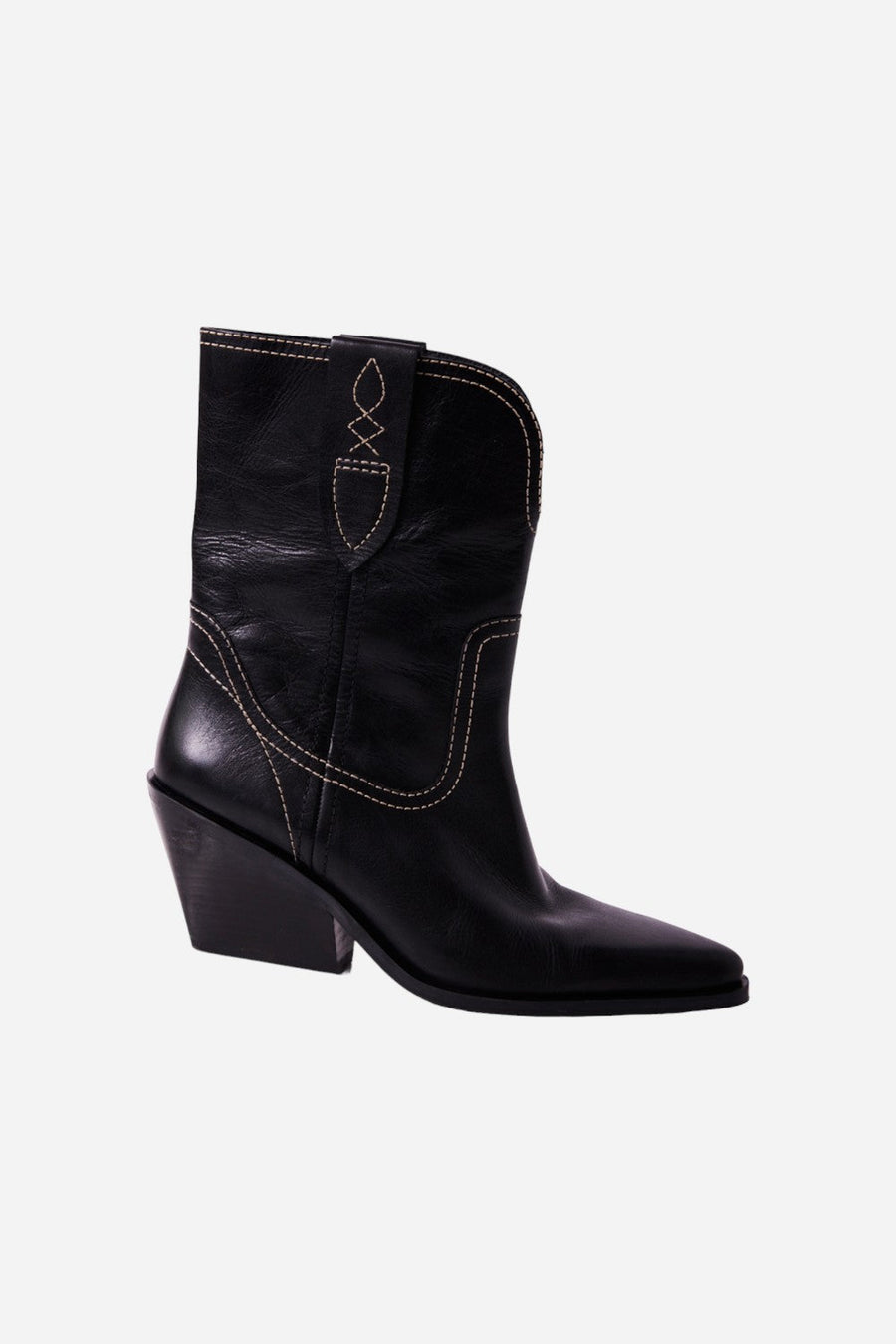 Free People Shoes Pitchfork Point Western Boots in Victorian Black Leather – front view