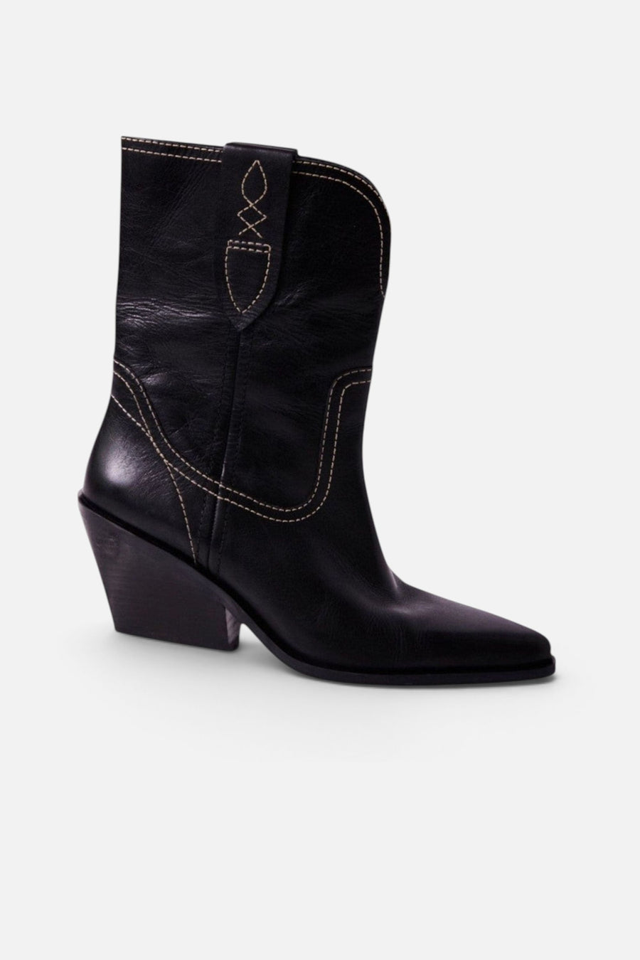 Free People Shoes Pitchfork Point Western Boots in Victorian Black Leather – side view