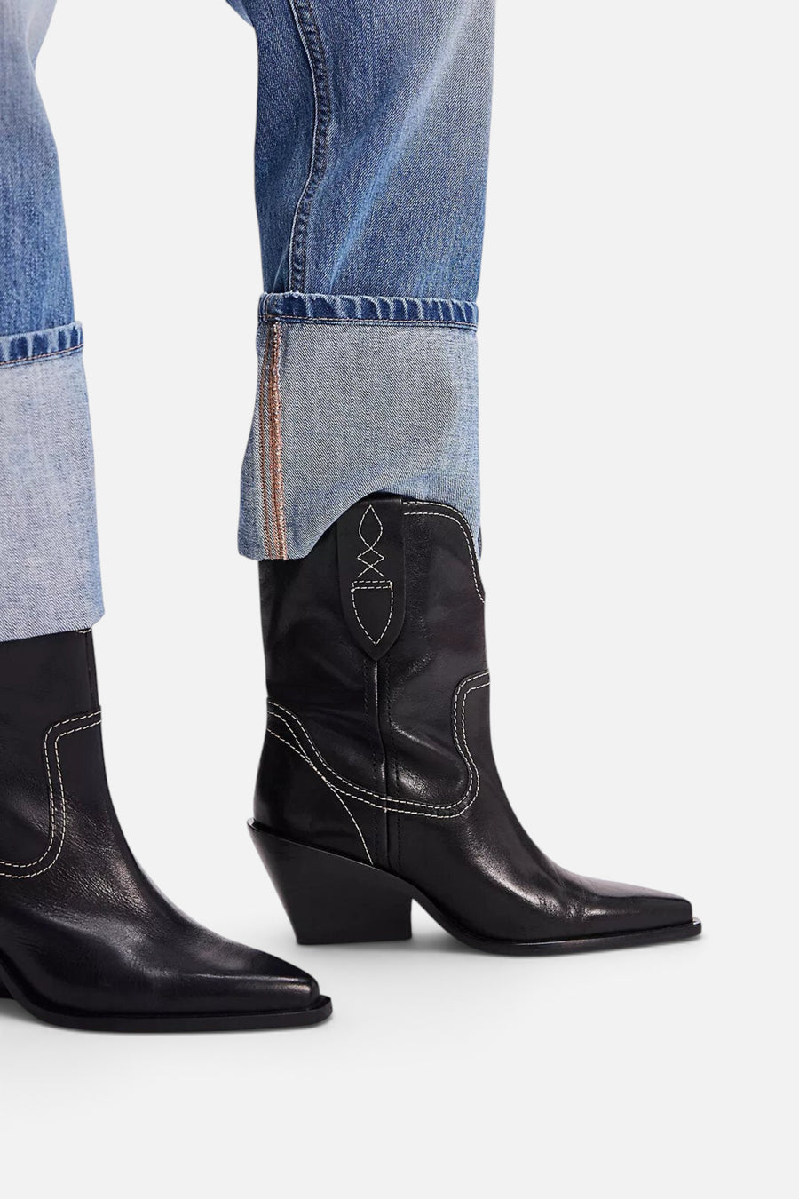 Free People Shoes Pitchfork Point Western Boots in Victorian Black Leather – side view