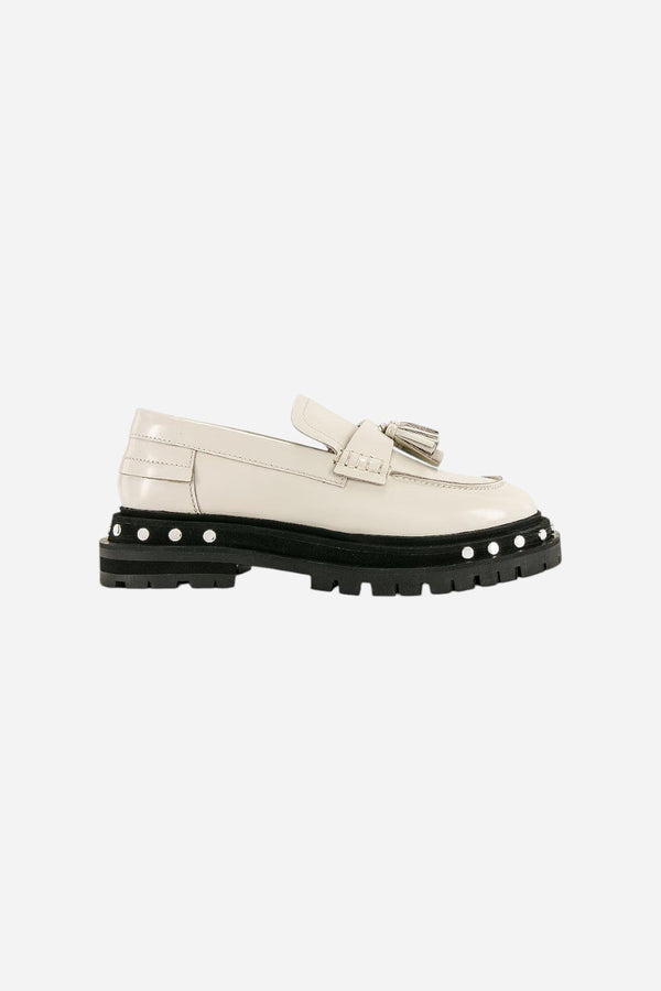 Free People Shoes Teagan Tassel Loafers in Antique Ivory