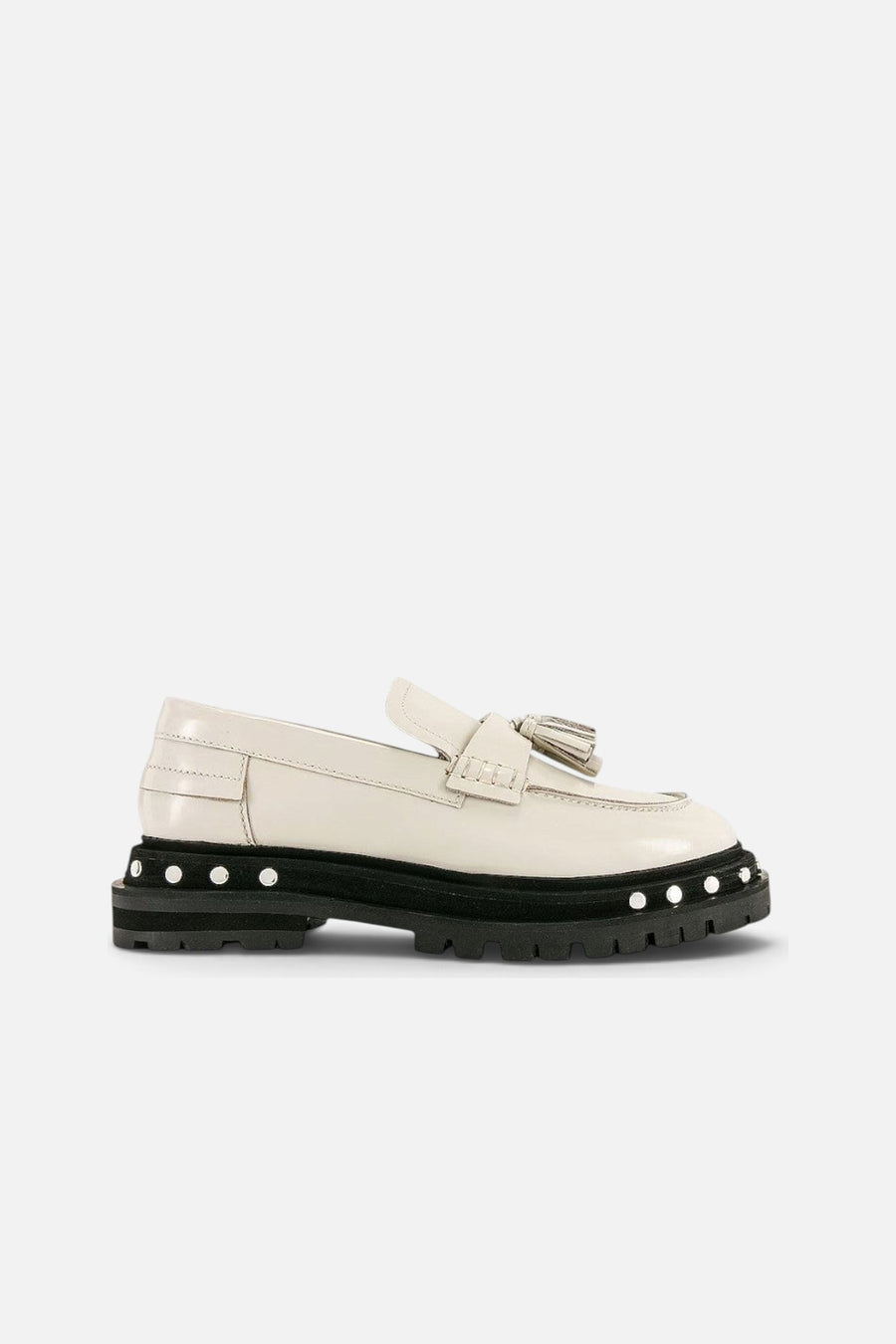 Free People Shoes Teagan Tassel Loafers in Antique Ivory – side view