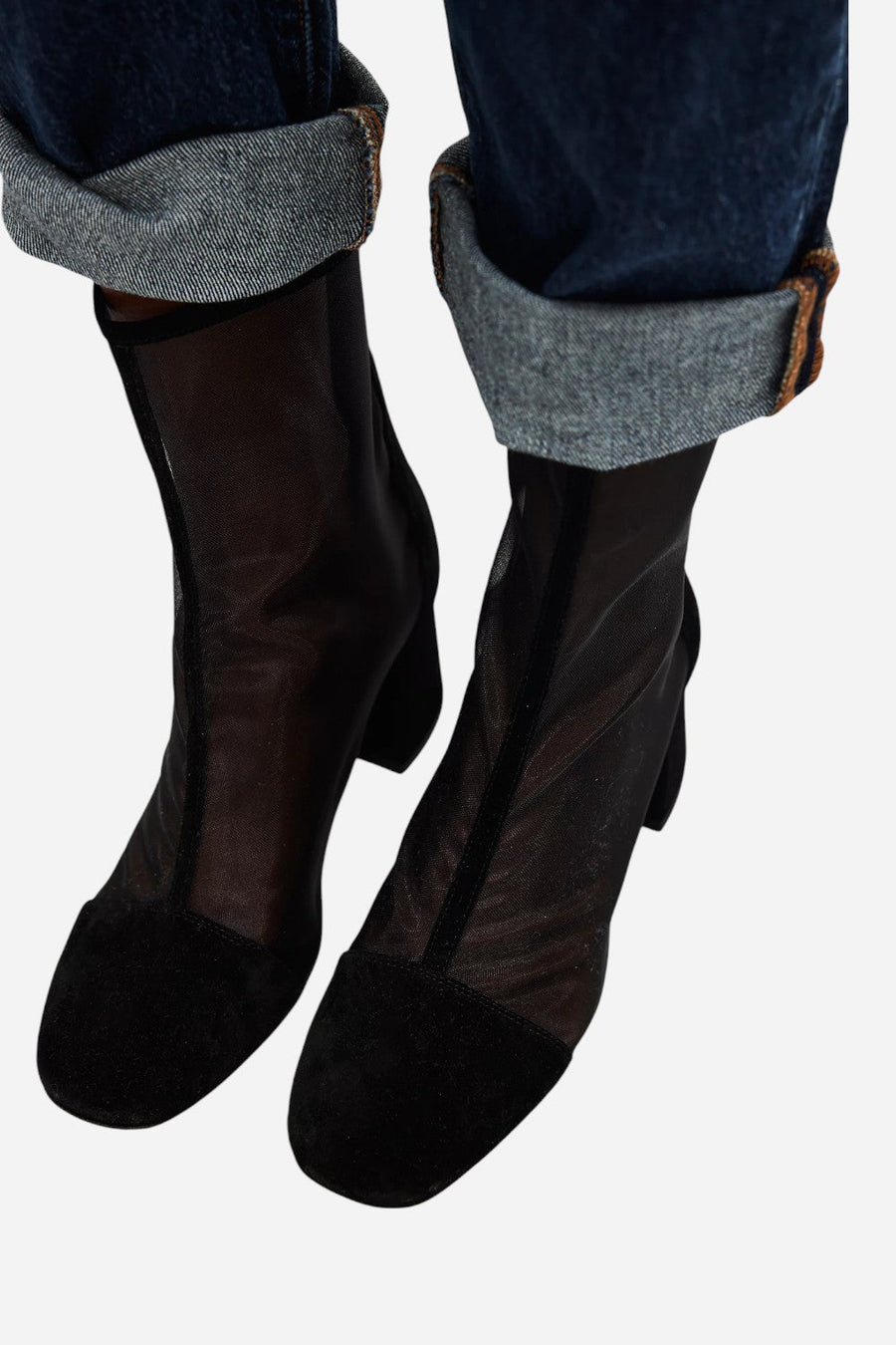 Free People Shoes Wisteria Mesh Boots in Black Suede – alternate