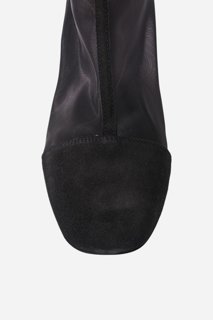 Free People Shoes Wisteria Mesh Boots in Black Suede – flat lay