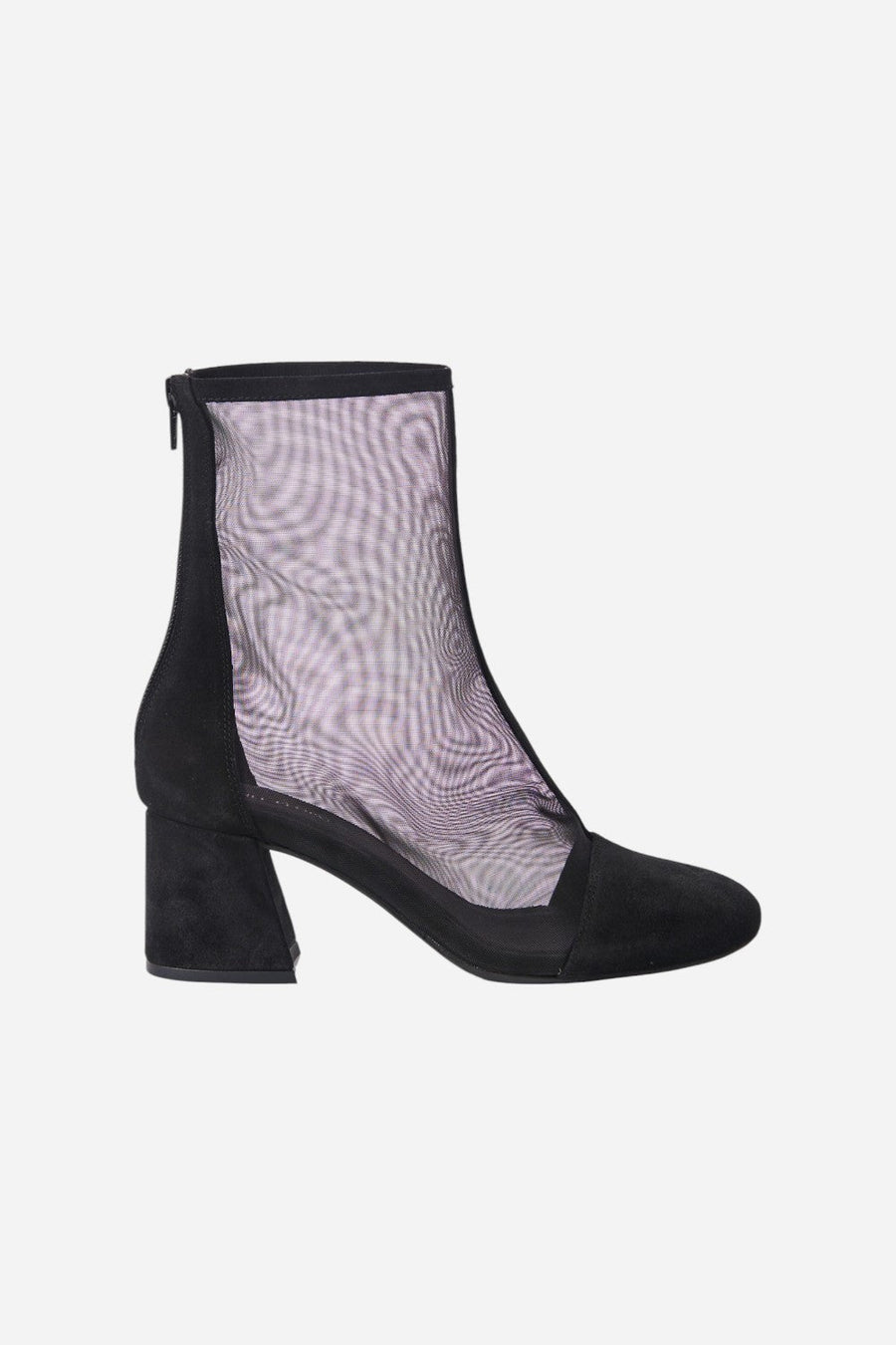 Free People Shoes Wisteria Mesh Boots in Black Suede – front view
