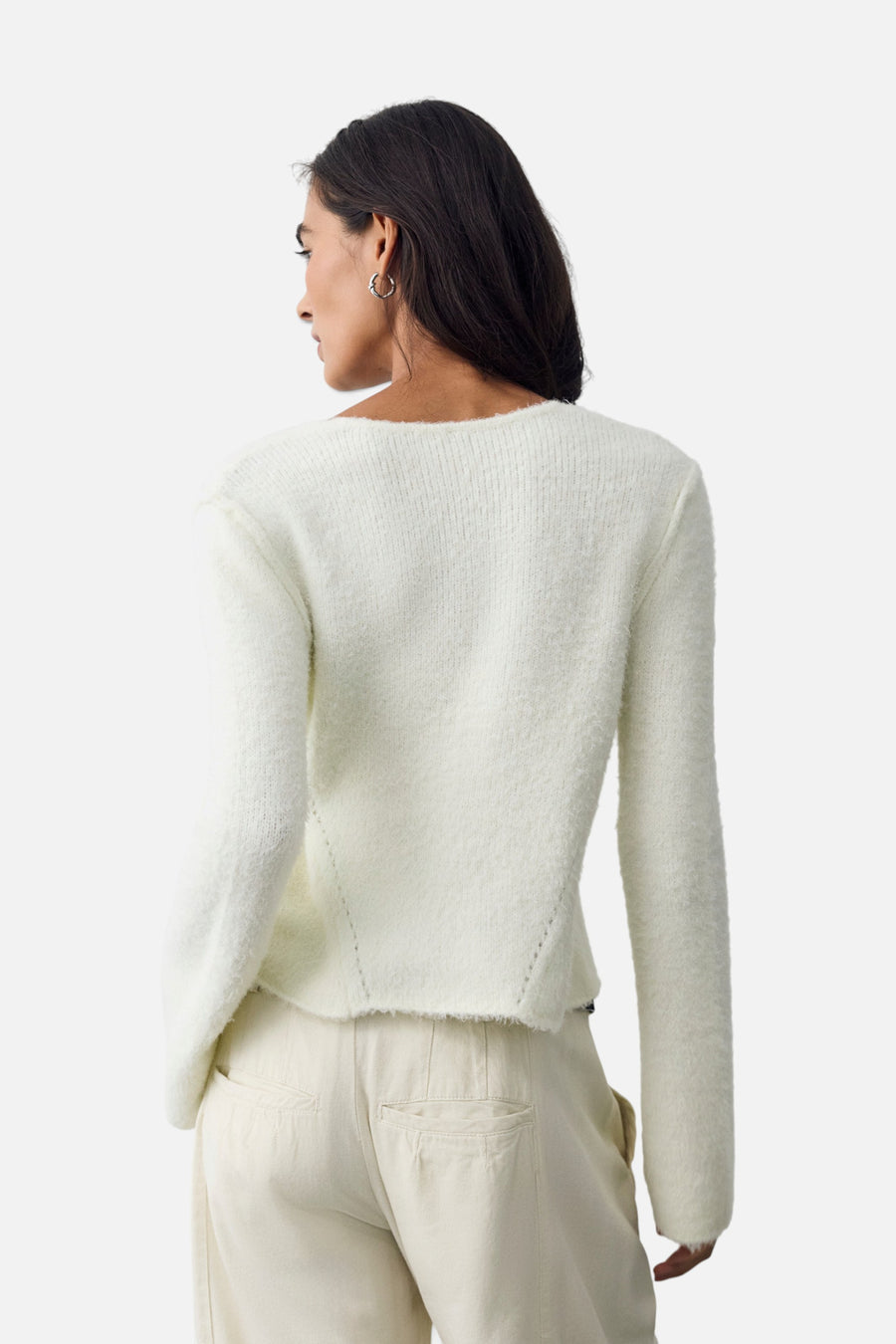Free People Snowfall Wrap Sweater in Snow Mint Combo – back view