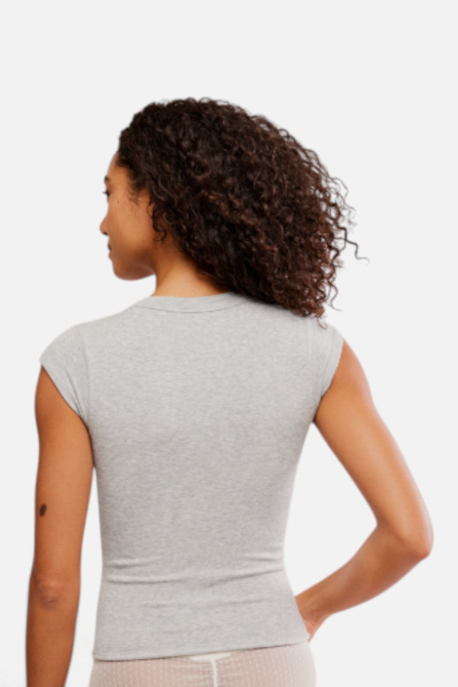 Free People So Soft Seamless Baby Tee in Grey – side view