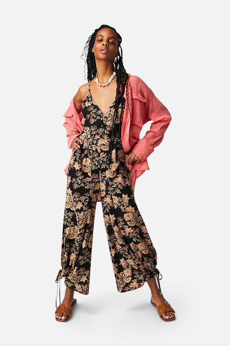 Free People Stand Out Printed One-Piece in Black Combo – front view