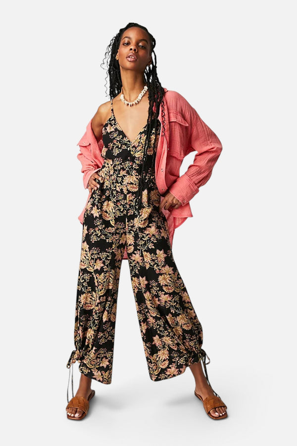 Free People Stand Out Printed One-Piece in Black Combo