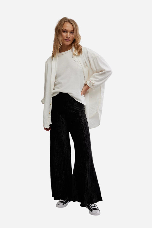 Free People Star Sign Velvet Pant in Black