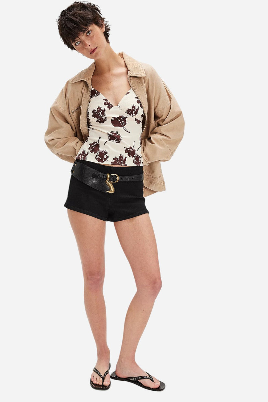 Free People Susie Printed Top in Bittersweet Combo – detail
