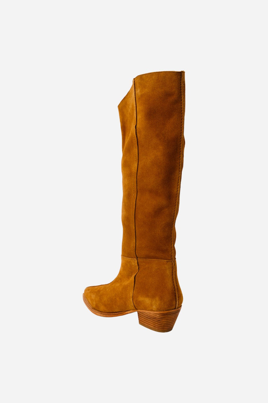 Free People Sway Low Slouch Boots in Burnt Caramel Suede – side view