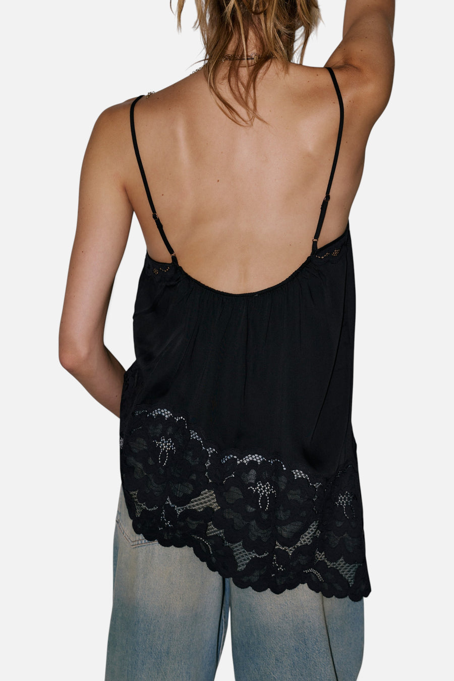 Free People Sweet Heirloom Shapeless Cami in Black – back view