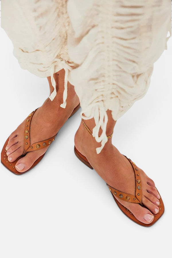 Free People Tide Flip Flop in Luggage Brown