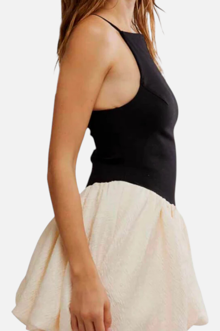 Free People Tinsel Kiss Mini Dress in Black Tie Combo – back view