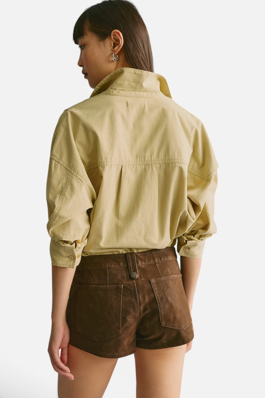 Free People Vagabond Suede in Short Chocolate – back view