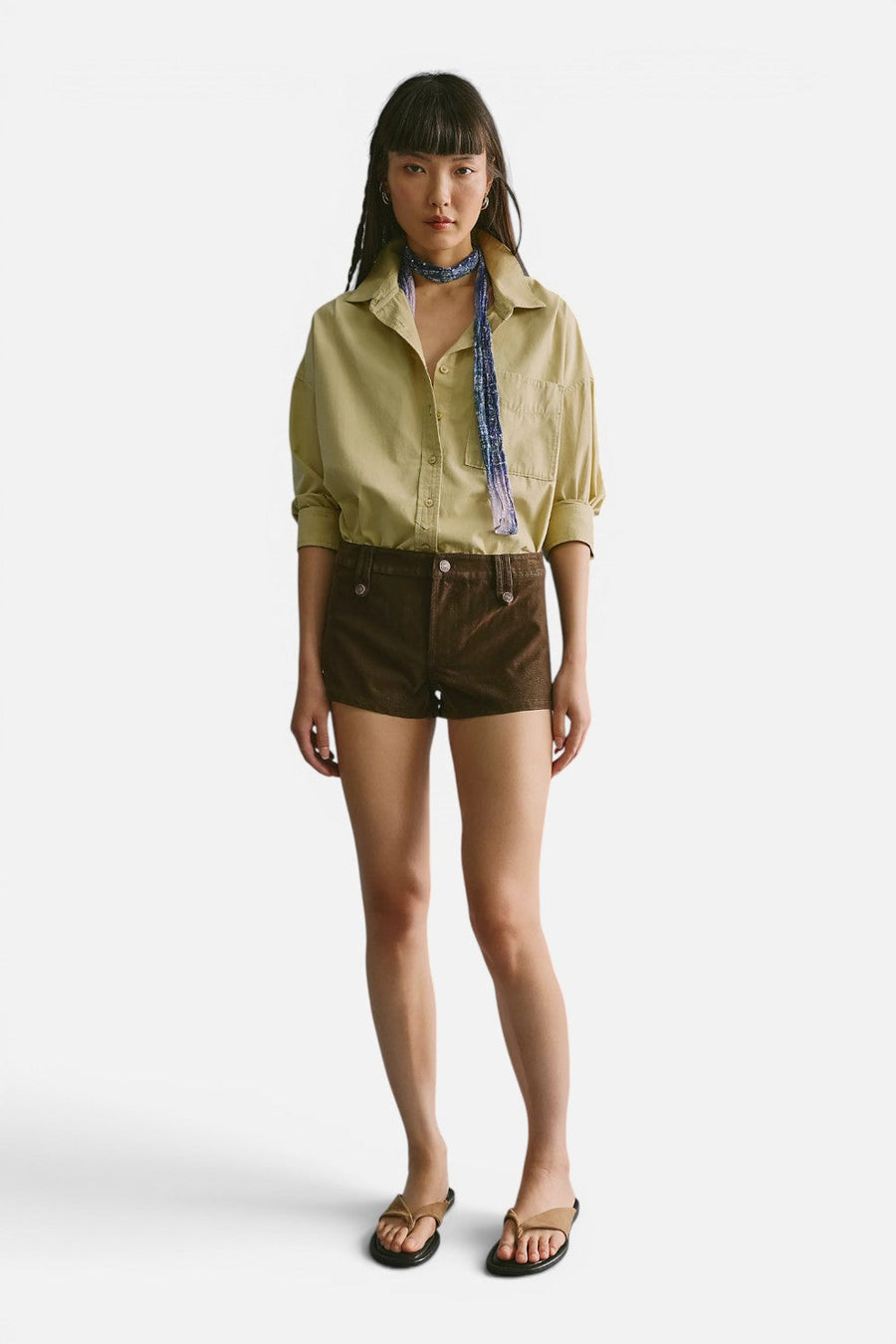 Free People Vagabond Suede in Short Chocolate – side view