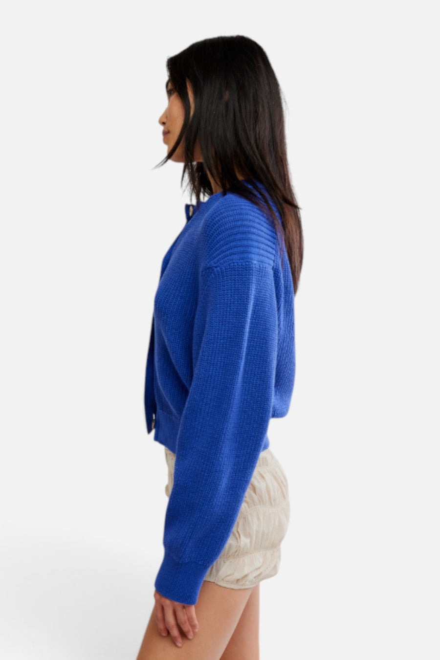 Free People Vienna Cardigan in Blue Beam – back view
