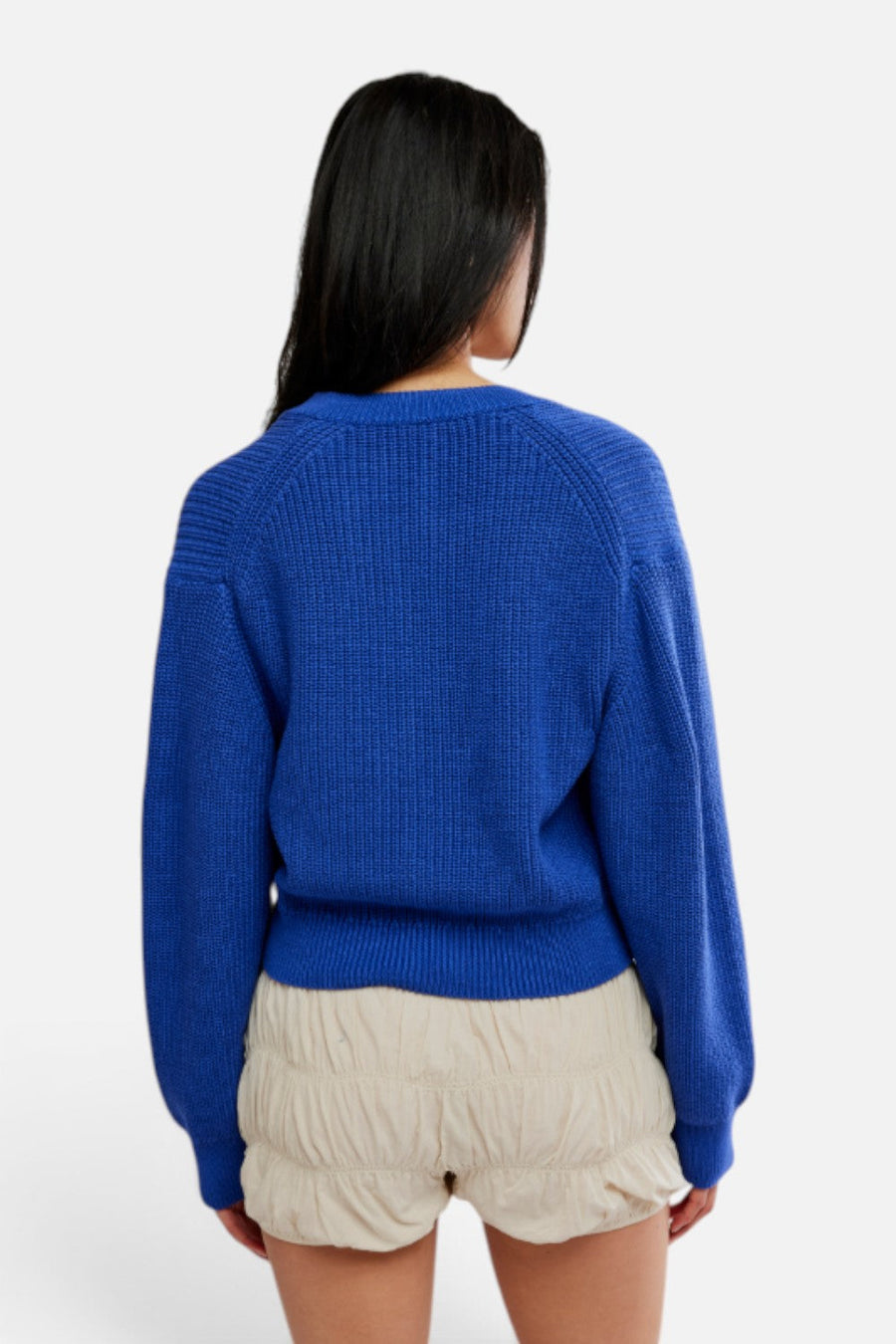 Free People Vienna Cardigan in Blue Beam – side view
