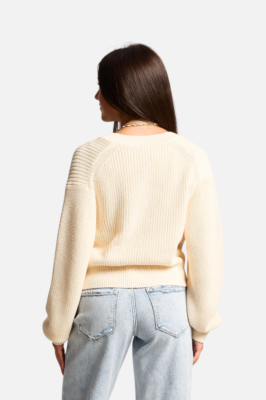 Free People Vienna Cardigan in Ivory – detail