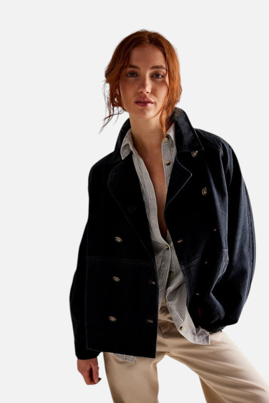 Free People Viva Surplus Jacket in Black – front view