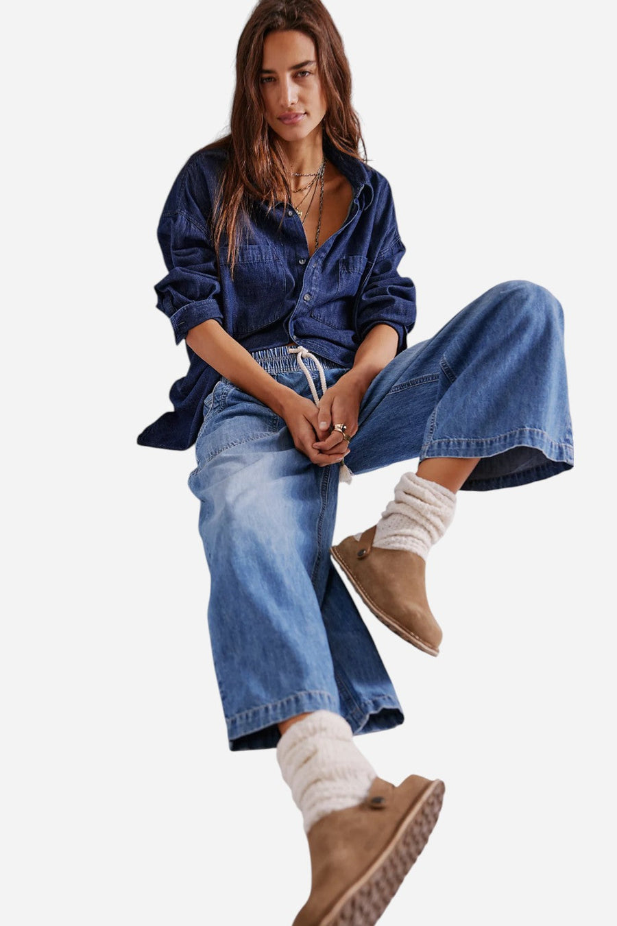 Free People We The Free Easy Peasy Pull-On Jeans in No Problem – back view