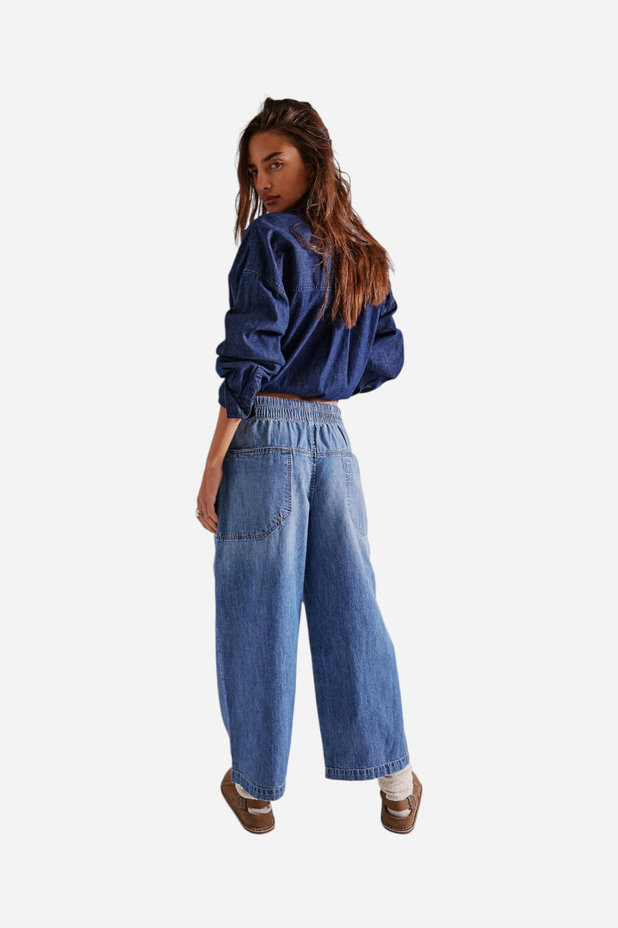 Free People We The Free Easy Peasy Pull-On Jeans in No Problem – detail