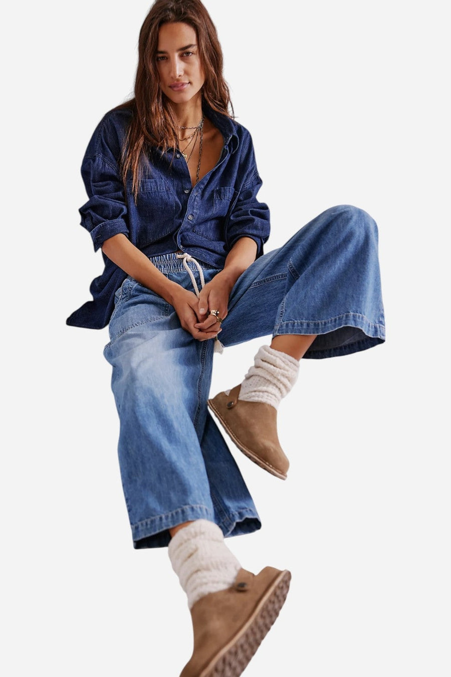 Free People We The Free Easy Peasy Pull-On Jeans in No Problem – side view