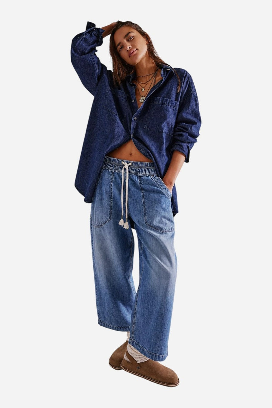 Free People We The Free Easy Peasy Pull-On Jeans in No Problem – side view