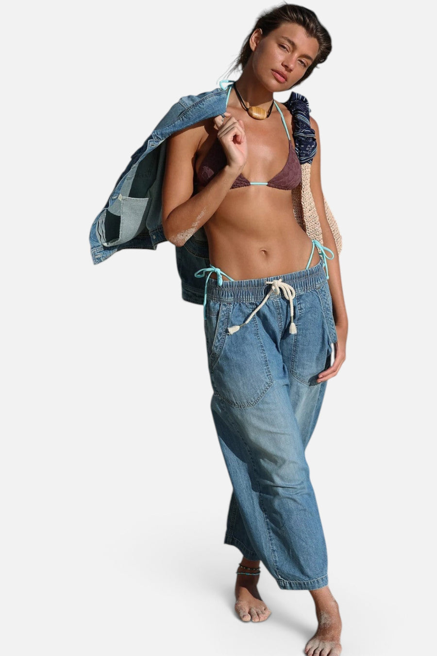Free People We The Free Easy Peasy Pull-On Jeans in No Problem – side view