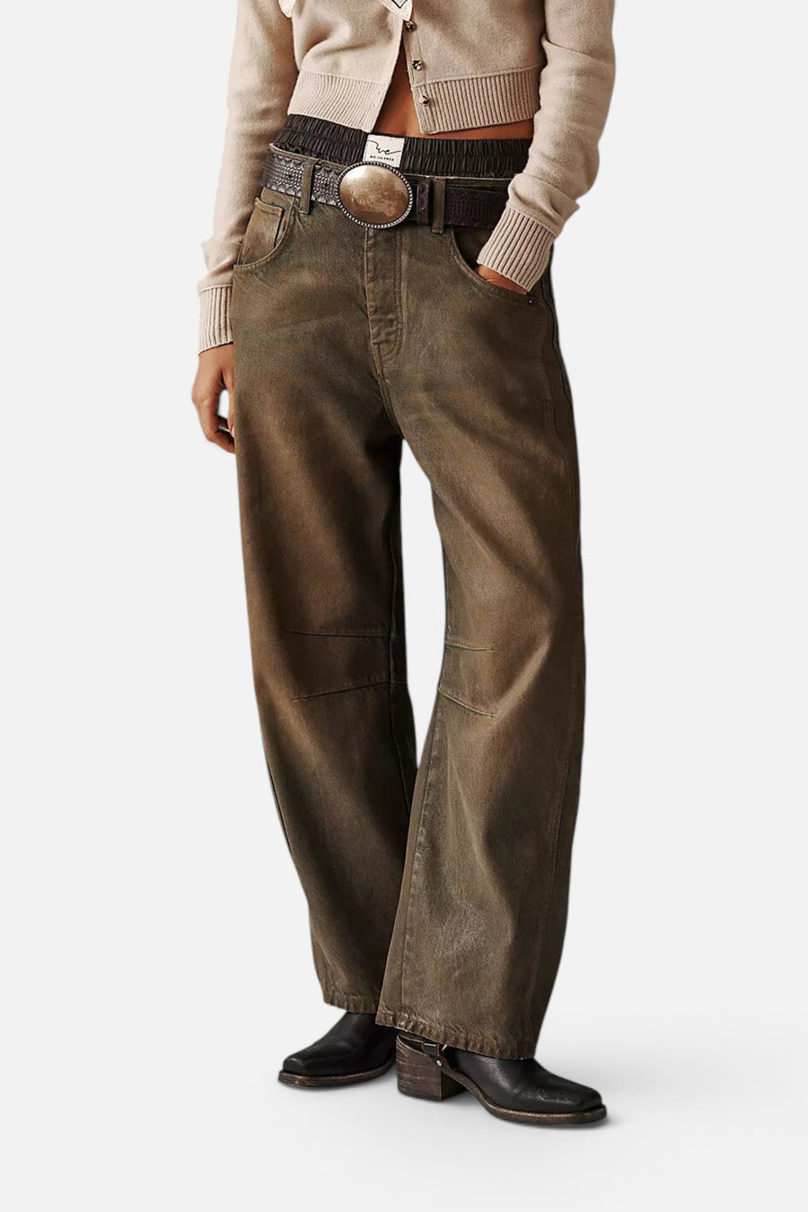 Free People We The Free Good Luck Coated Jeans in New Moon – flat lay