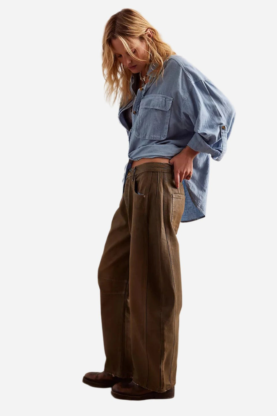 Free People We The Free Good Luck Coated Jeans in New Moon – side view