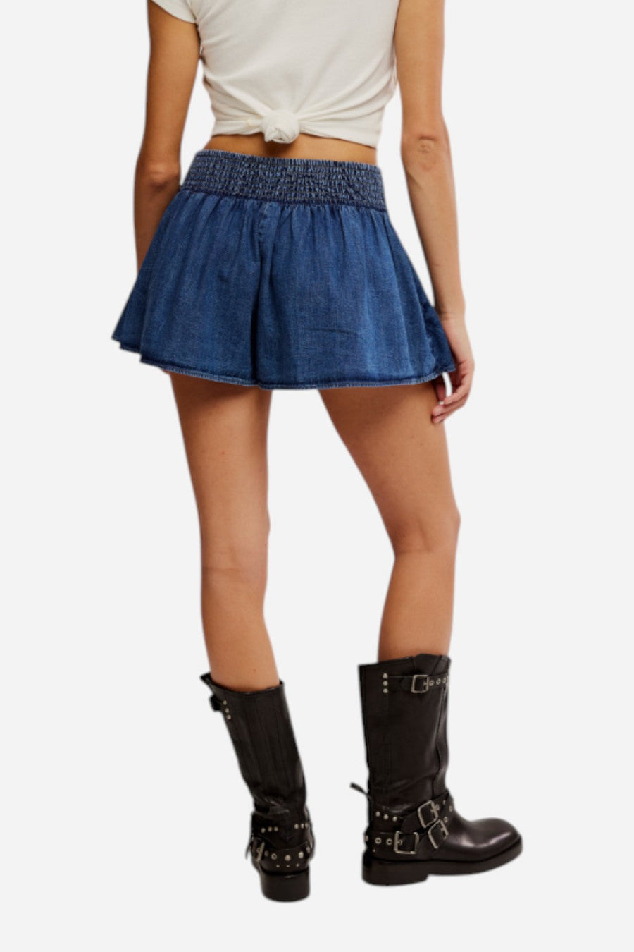 Free People We The Free Paradise Found Denim Skort in Mid Indigo – detail