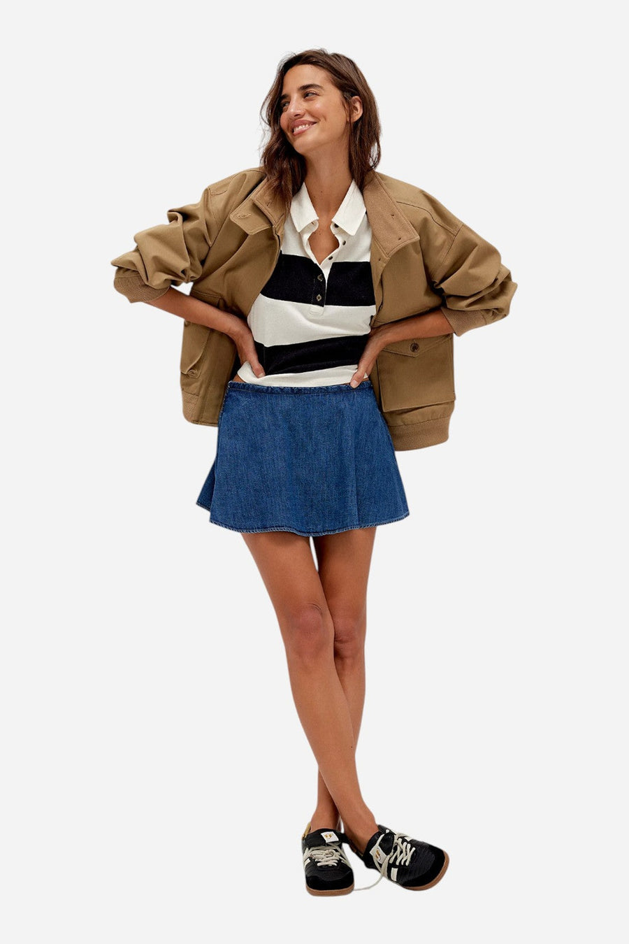 Free People We The Free Paradise Found Denim Skort in Mid Indigo – side view