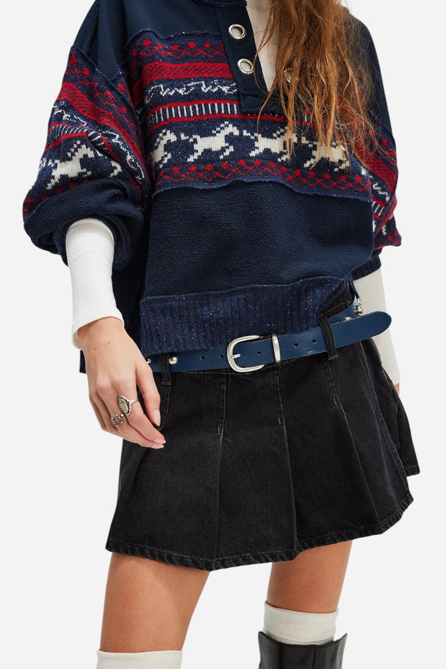 Free People We the Free Stephie Denim Skort In The City – flat lay