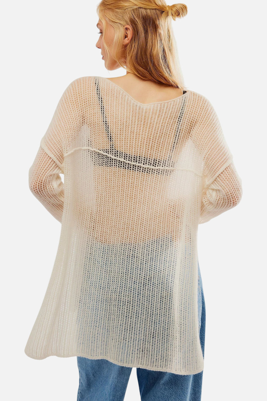 Free People Wednesday Cashmere Pullover in Whey – side view