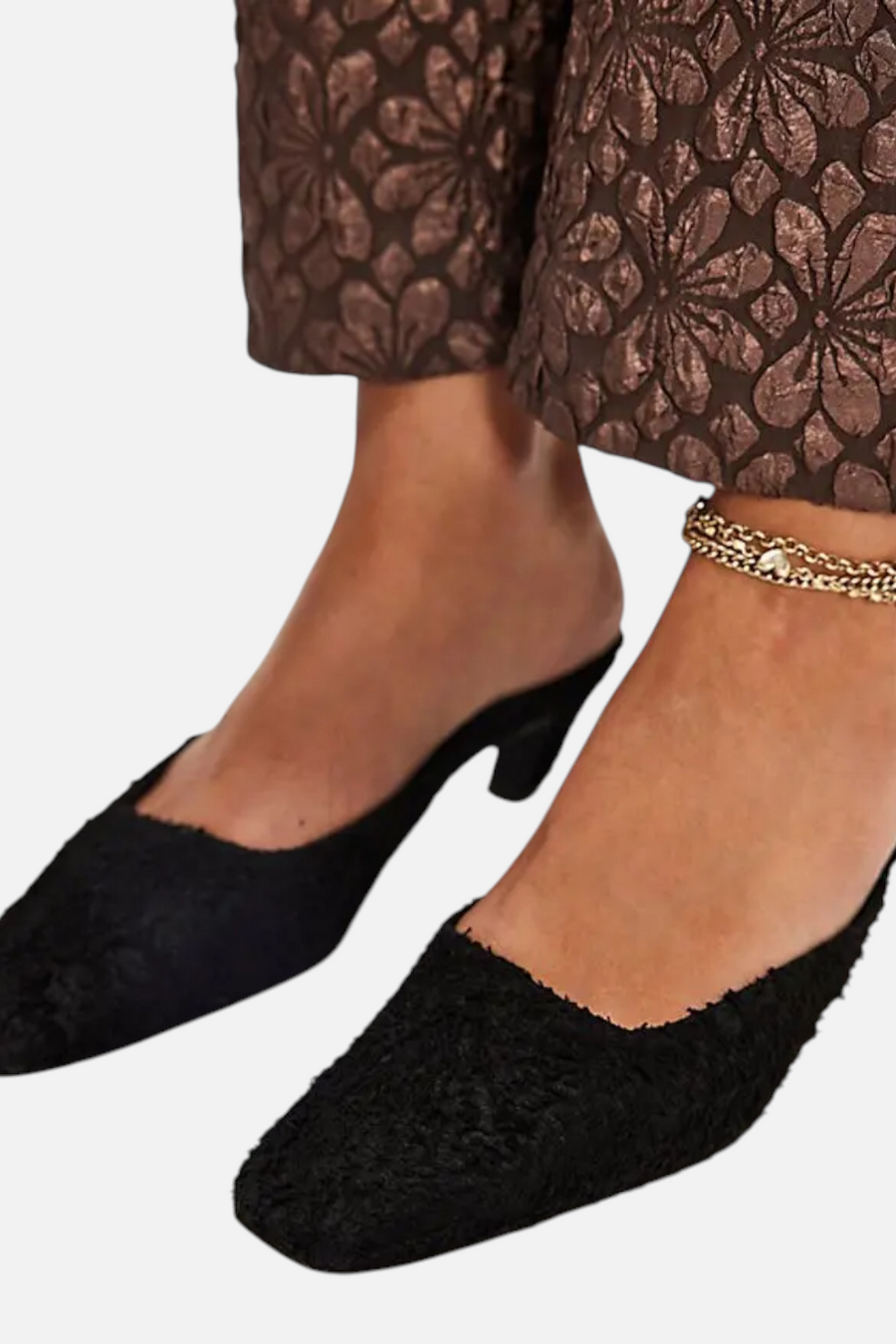 Free People Women's Avenue Heel in Black Hairy Suede – back view