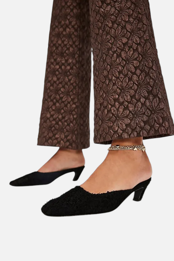 Free People Women's Avenue Heel in Black Hairy Suede