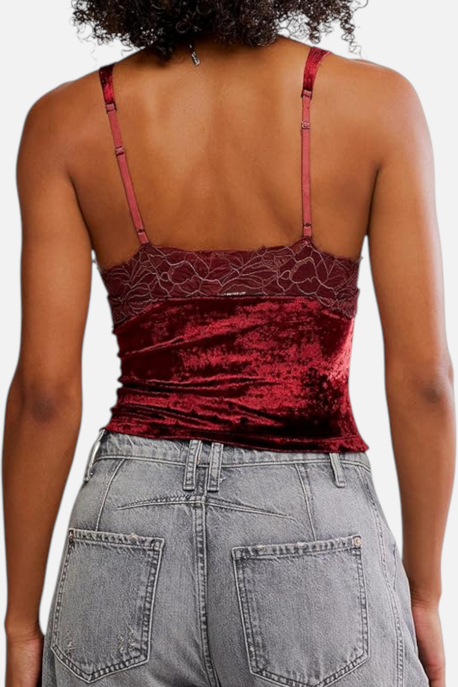 Free People Women's Bed of Roses Cami in Garnet Grotto – back view