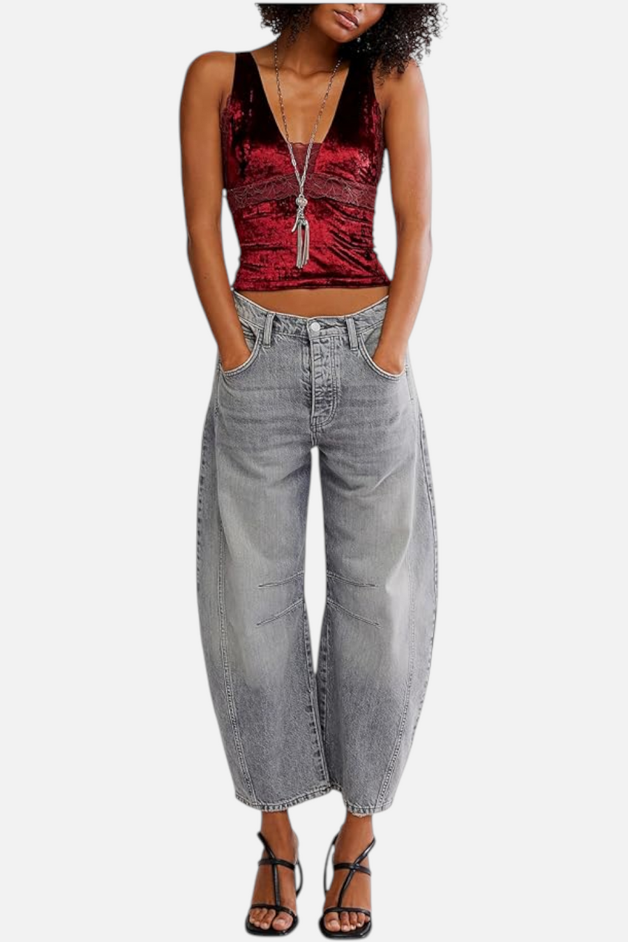 Free People Women's Bed of Roses Cami in Garnet Grotto – flat lay