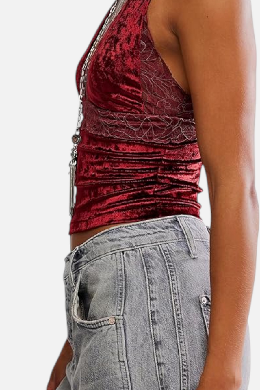 Free People Women's Bed of Roses Cami in Garnet Grotto – side view