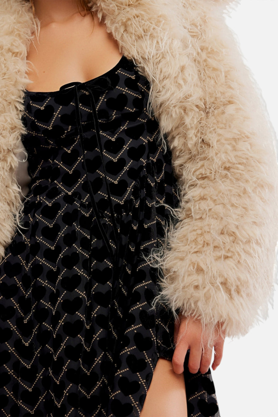 Free People Women's Freya Printed Midi Dress in Charcoal – detail