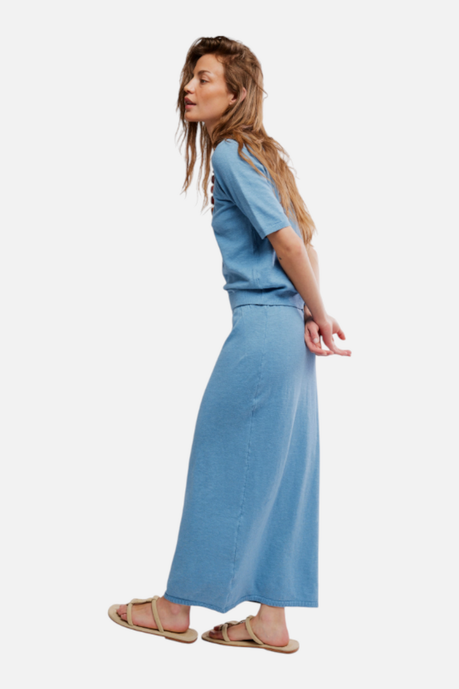 Free People Women's Isabella Sweater Skirt Set in Dusk Blue – back view