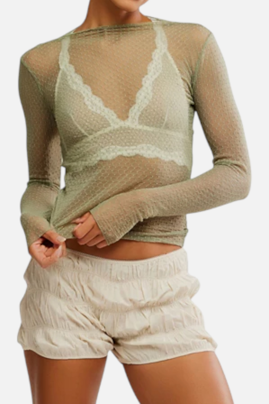 Free People Women's Minding My Business Top in Seamoss – side view