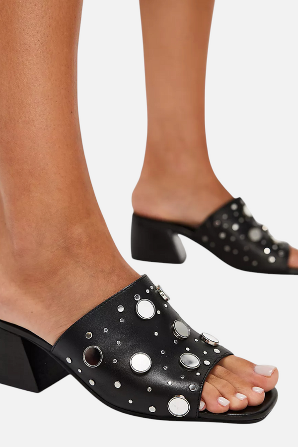 Free People Women's Mirage Mule Shoe in Black Leather