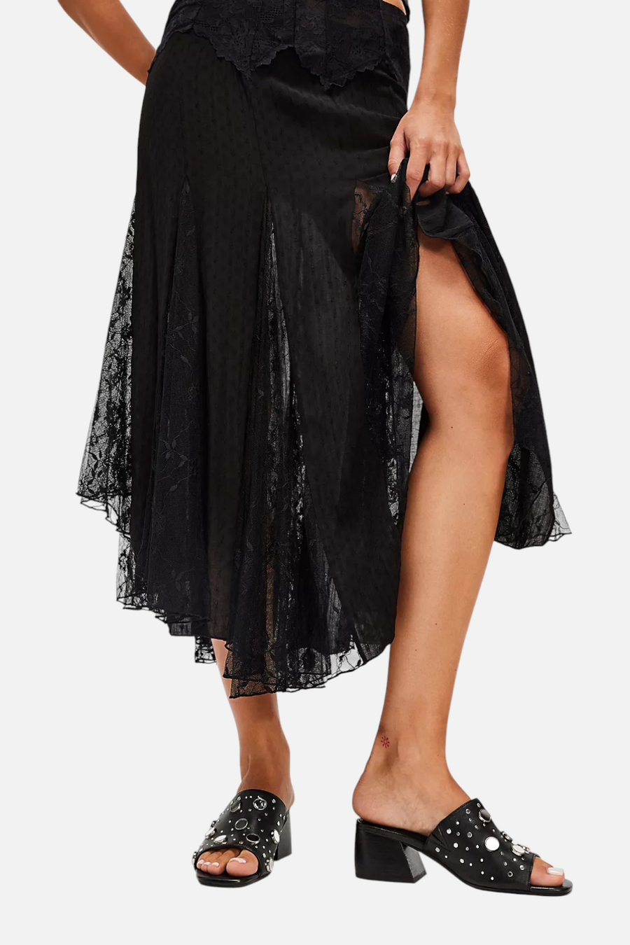 Free People Women's Mirage Mule Shoe in Black Leather – side view