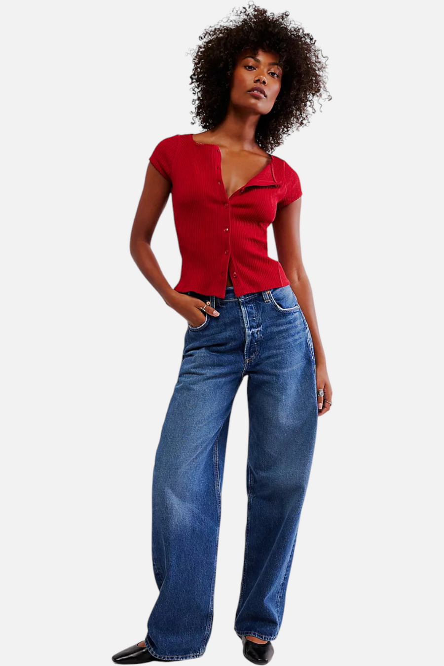 Free People Women's Most Wanted Cardi in Red – front view